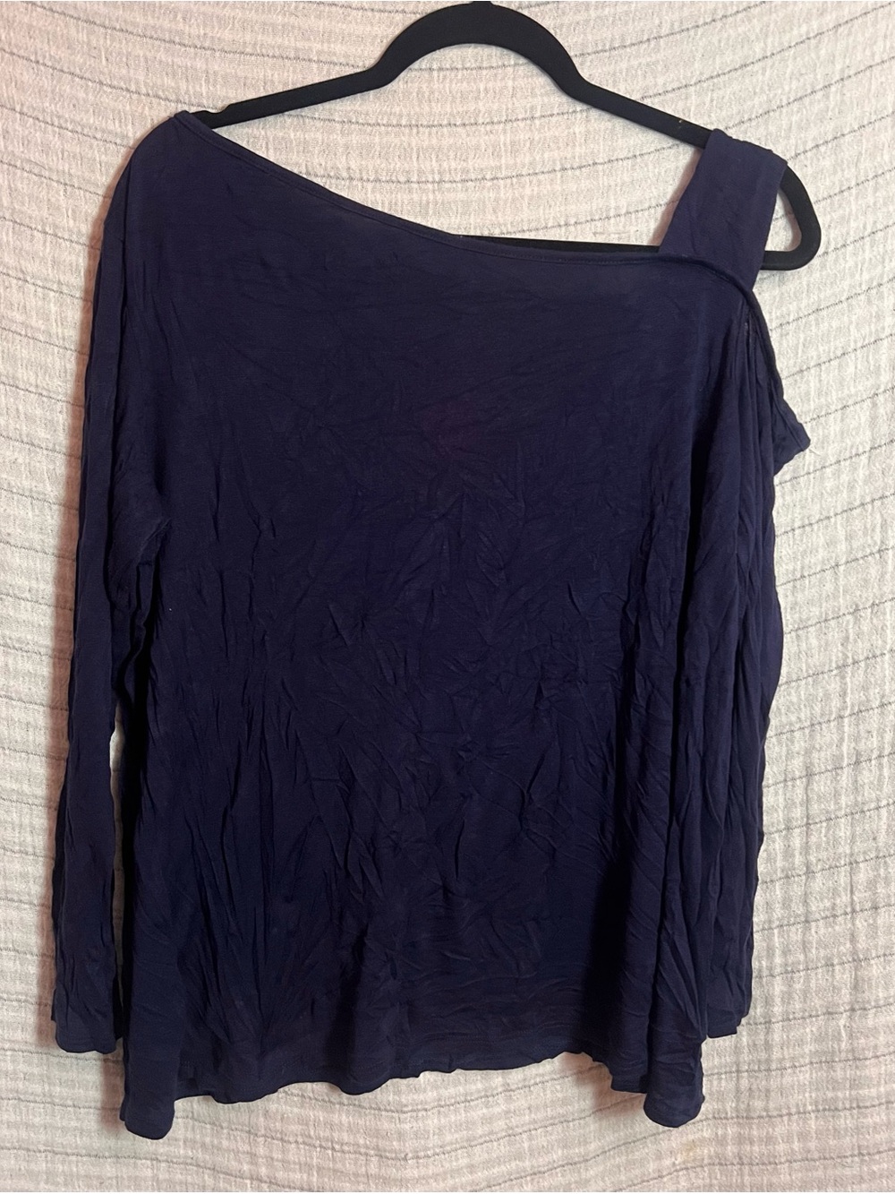Women’s One Cold Shoulder Long Sleeve Top — Navy